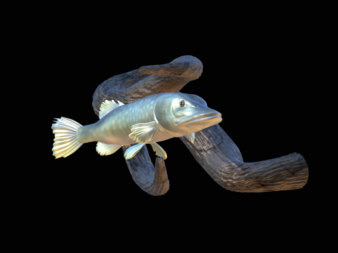 pike underwater statue on the wall 3D Print 517224