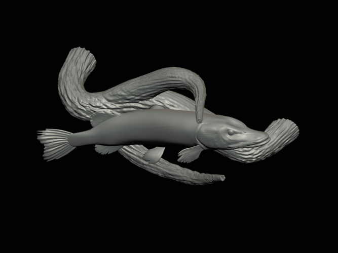 pike underwater statue on the wall 3D Print 517229