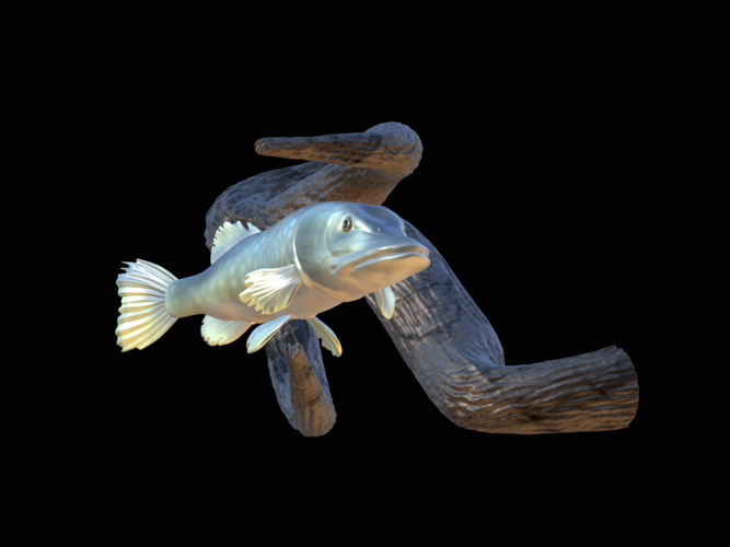 pike underwater statue on the wall 3D Print 517234