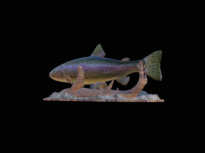 rainbow trout 2.0 underwater statue 3D Print 517317