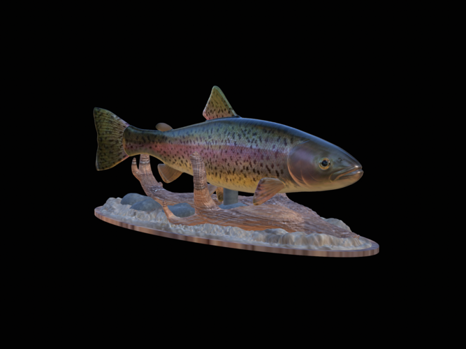 rainbow trout 2.0 underwater statue 3D Print 517321