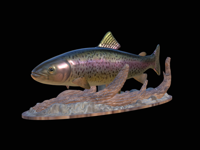 rainbow trout 2.0 underwater statue 3D Print 517329