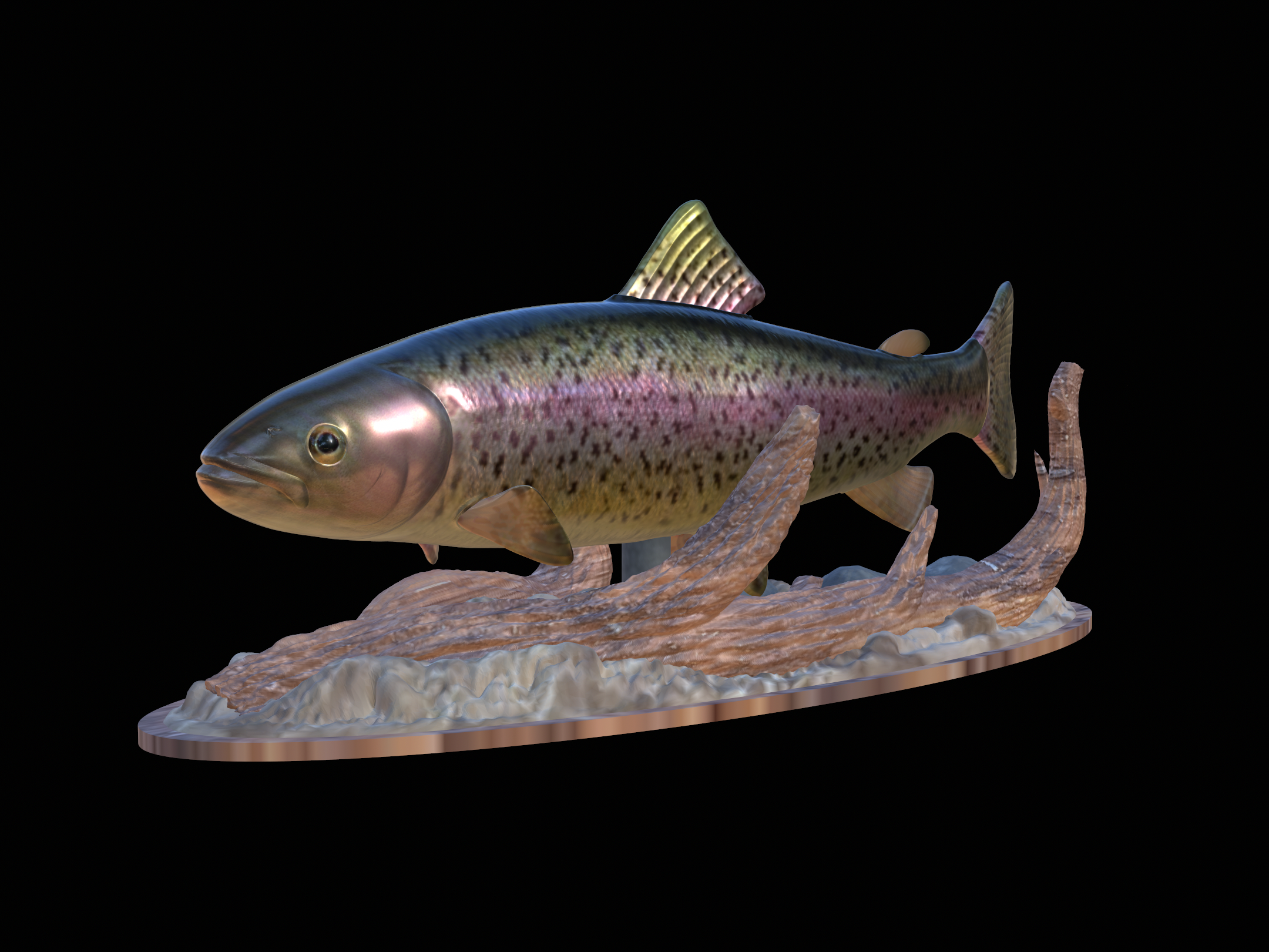 3D Printed rainbow trout 2.0 underwater statue by artman