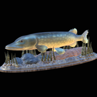 Small big pike 2.0 underwater statue 3D Printing 517365