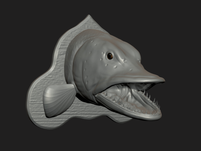 pike head detailed texture trophy taxidermy 3D Print 517439