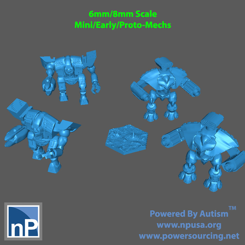 6mm/8mm Mini/Early/Proto-mechs, pack 3 3D Print 517783