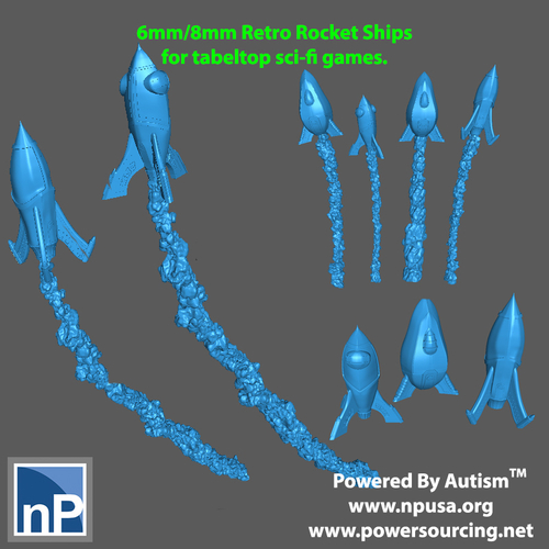 6mm Scale Rocket ships for SciFi Wargames, pack 1 3D Print 517785