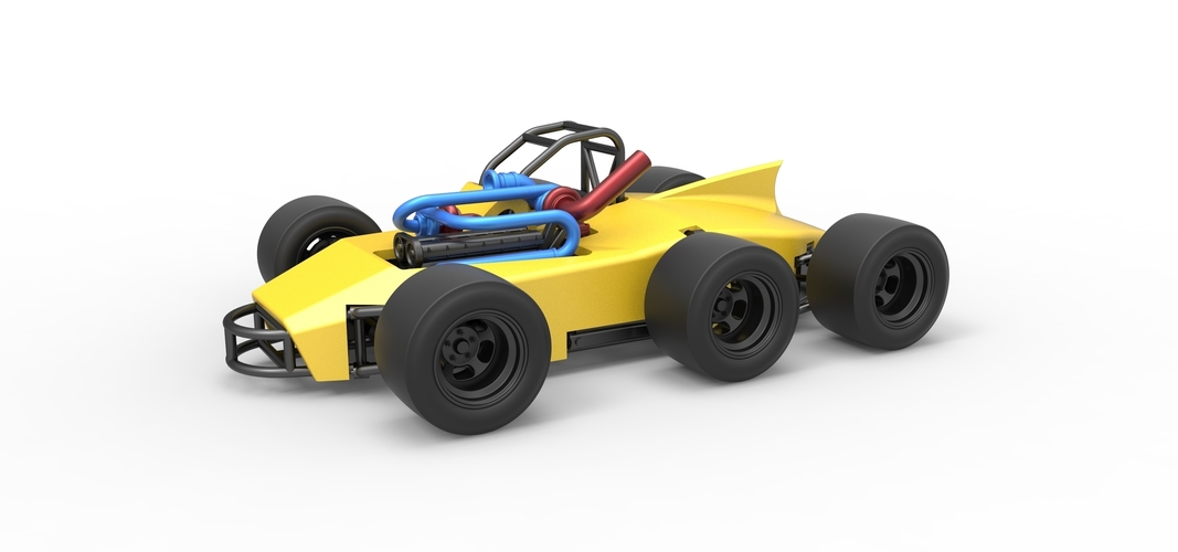 Concept race car with 6 wheels 1:25 3D Print 518230