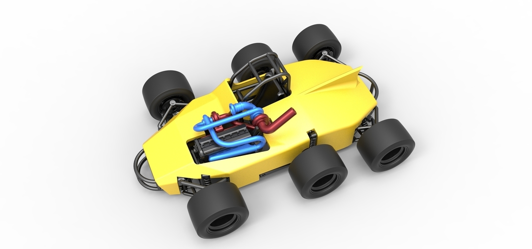 Concept race car with 6 wheels 1:25 3D Print 518233