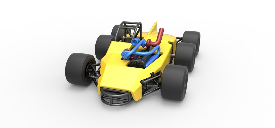 Concept race car with 6 wheels 1:25 3D Print 518234