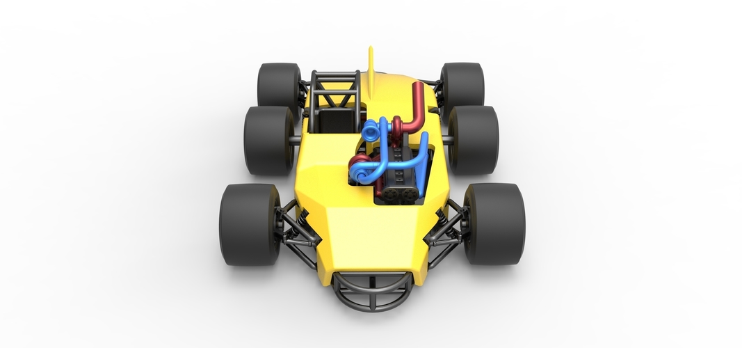 Concept race car with 6 wheels 1:25 3D Print 518236