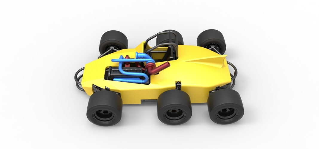 Concept race car with 6 wheels 1:25 3D Print 518239