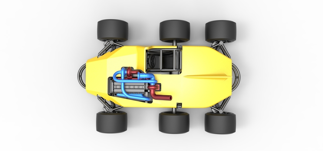 Concept race car with 6 wheels 1:25 3D Print 518240