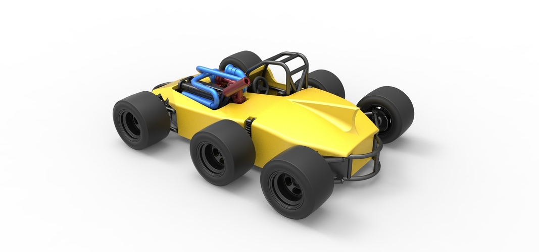 Concept race car with 6 wheels 1:25 3D Print 518241