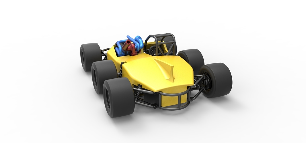 Concept race car with 6 wheels 1:25 3D Print 518242