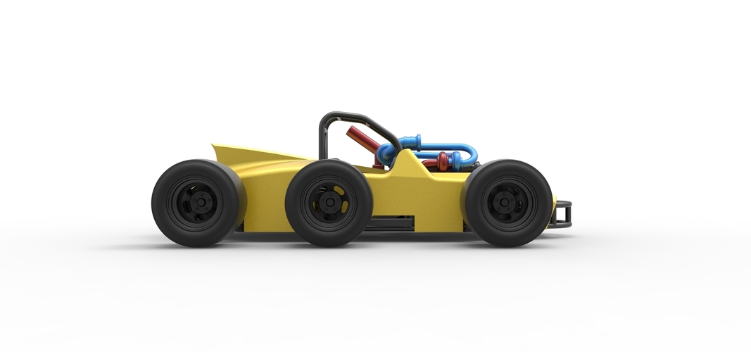 Concept race car with 6 wheels 1:25 3D Print 518246