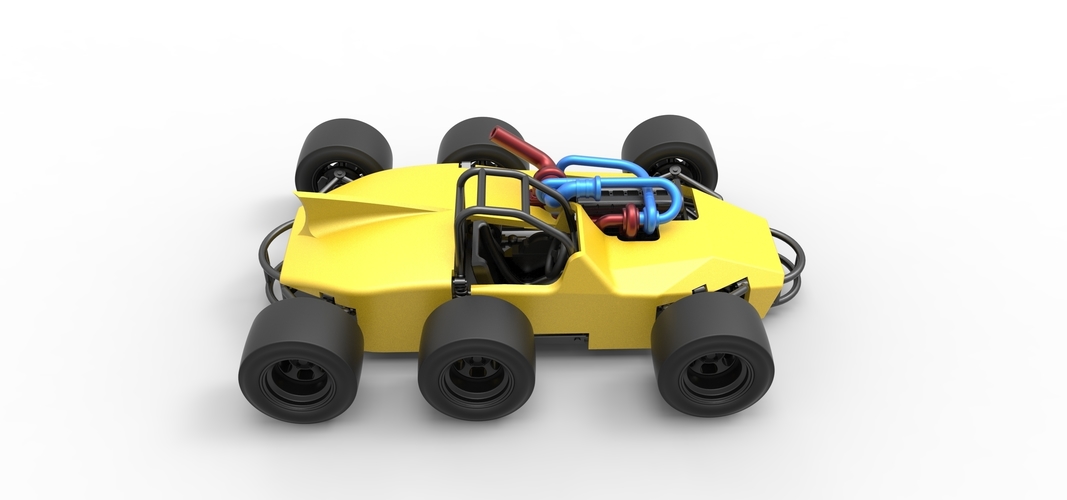 Concept race car with 6 wheels 1:25 3D Print 518247