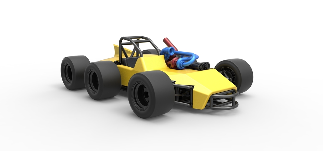 Concept race car with 6 wheels 1:25 3D Print 518248