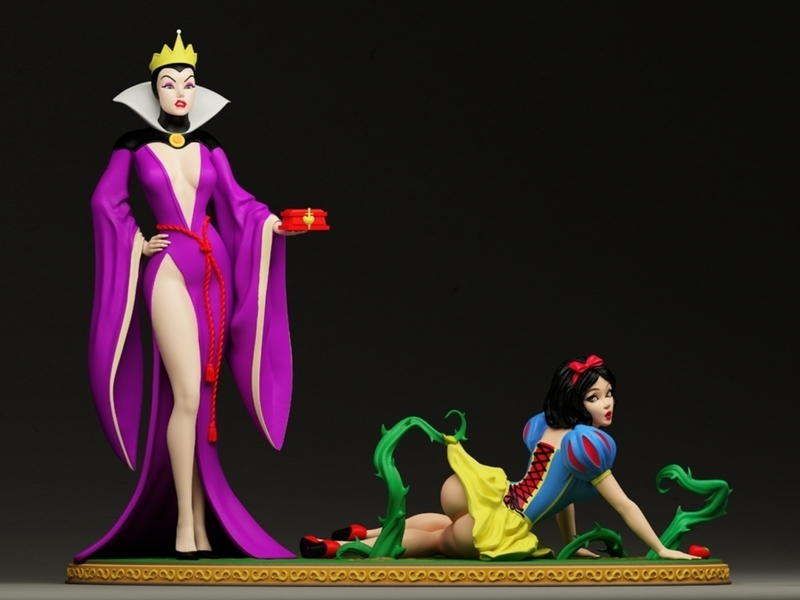 Snow white and evil queen diorama
