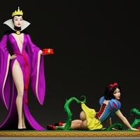 Small Snow white and evil queen diorama 3D Printing 518463