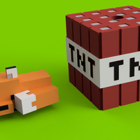 HUCHA / ALCANCIA DE ZORRO DE MINECRAFT SOBRE TNT - Thumbnail 1