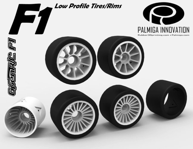 Low Profile Tires/Rims for OpenR/C F1 car 3D Print 52040