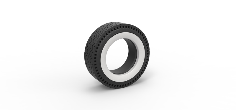 Whitewall rear tire of vintage dragster Version 10 Scale 1:25