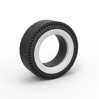 Small Whitewall rear tire of vintage dragster Version 10 Scale 1:25 3D Printing 520504