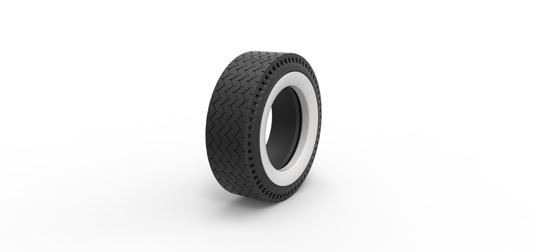 Whitewall rear tire of vintage dragster Version 10 Scale 1:25 3D Print 520505