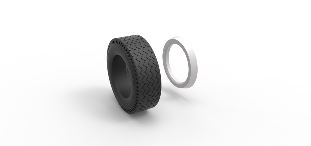 Whitewall rear tire of vintage dragster Version 10 Scale 1:25 3D Print 520513