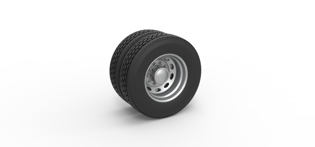10 Oval Hole Rear double wheel of semi truck Scale 1:25 3D Print 520534