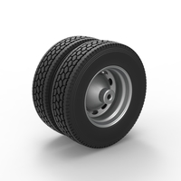 10 Oval Hole Rear double wheel of semi truck Scale 1:25 - Thumbnail 8