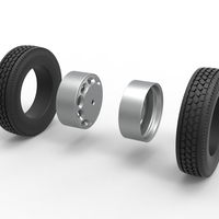 10 Oval Hole Rear double wheel of semi truck Scale 1:25 - Thumbnail 9