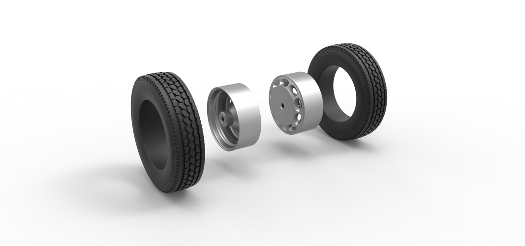 10 Oval Hole Rear double wheel of semi truck Scale 1:25 3D Print 520543