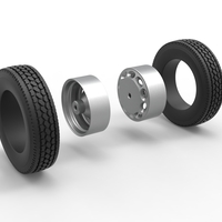 10 Oval Hole Rear double wheel of semi truck Scale 1:25 - Thumbnail 10