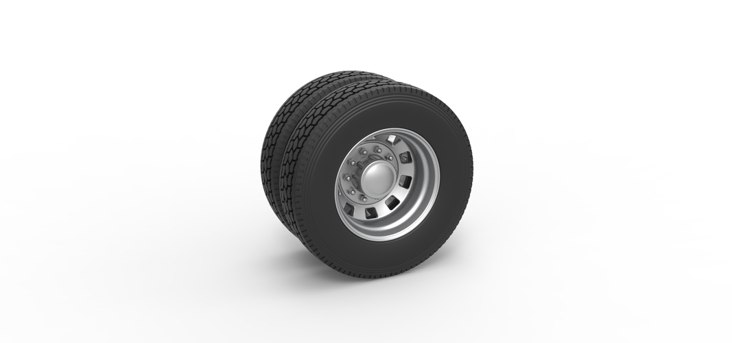 10 Square Hole Rear double wheel of semi truck 1:25 3D Print 520556