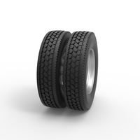 10 Square Hole Rear double wheel of semi truck 1:25 - Thumbnail 3