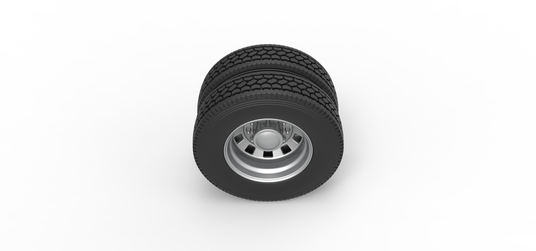 10 Square Hole Rear double wheel of semi truck 1:25 3D Print 520561