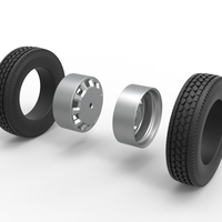 10 Square Hole Rear double wheel of semi truck 1:25 - Thumbnail 9