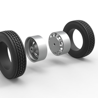 10 Square Hole Rear double wheel of semi truck 1:25 - Thumbnail 10