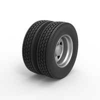 10 Triangular Hole Rear double wheel of semi truck 1:25 - Thumbnail 2