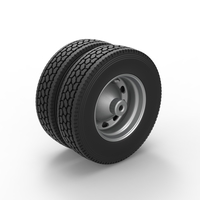 10 Triangular Hole Rear double wheel of semi truck 1:25 - Thumbnail 8