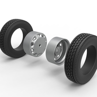 10 Triangular Hole Rear double wheel of semi truck 1:25 - Thumbnail 9