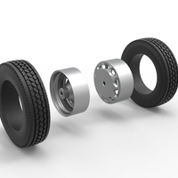 10 Triangular Hole Rear double wheel of semi truck 1:25 - Thumbnail 10