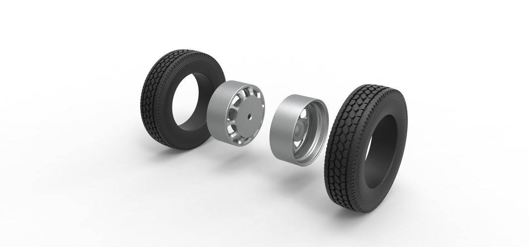 Rear custom wheel of semi truck Version 3 Scale 1:25 3D Print 520664