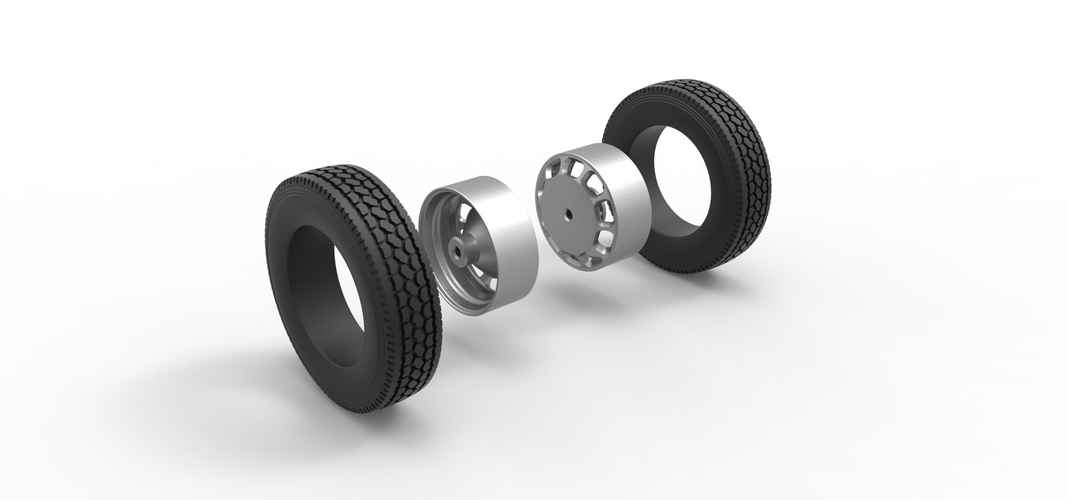 Rear custom wheel of semi truck Version 3 Scale 1:25 3D Print 520665