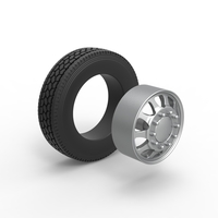 Front custom wheel of semi truck Version 5 Scale 1:25 - Thumbnail 9