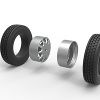 Rear custom wheel of semi truck Version 5 Scale 1:25 - Thumbnail 9