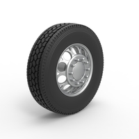 Front custom wheel of semi truck Version 6 Scale 1:25 - Thumbnail 2