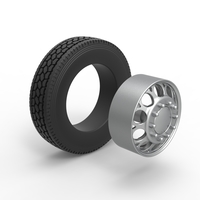 Front custom wheel of semi truck Version 6 Scale 1:25 - Thumbnail 9